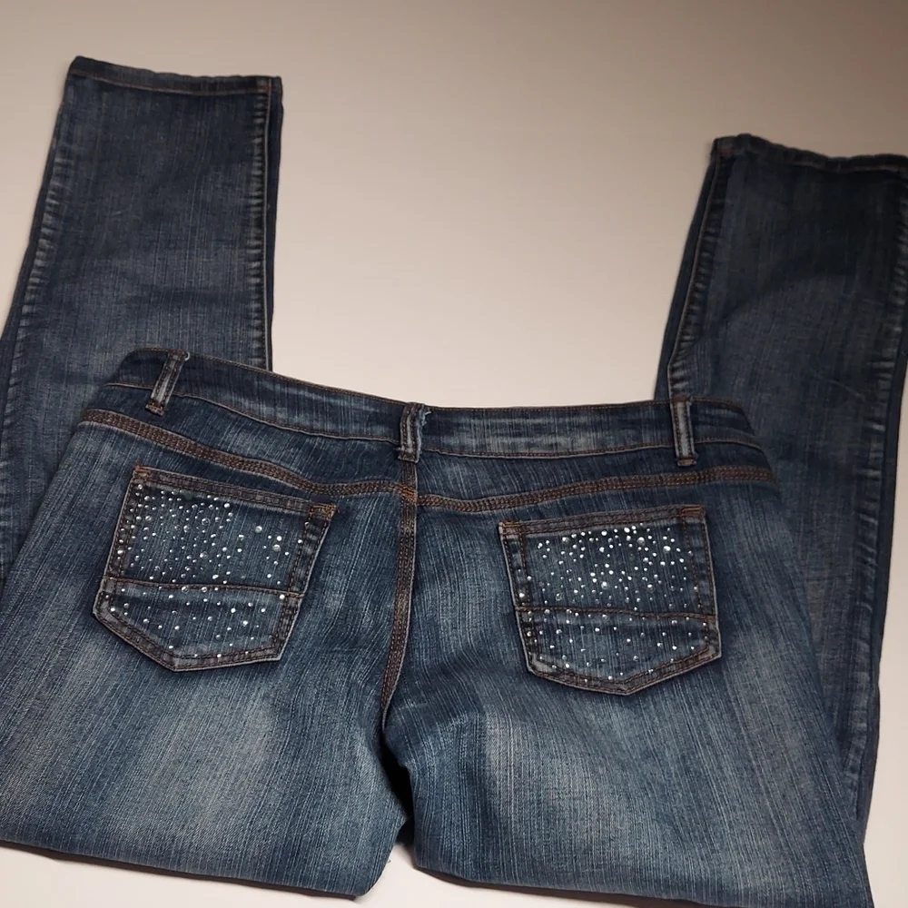 Decibel Women's Distressed Jeans with Rhinestones